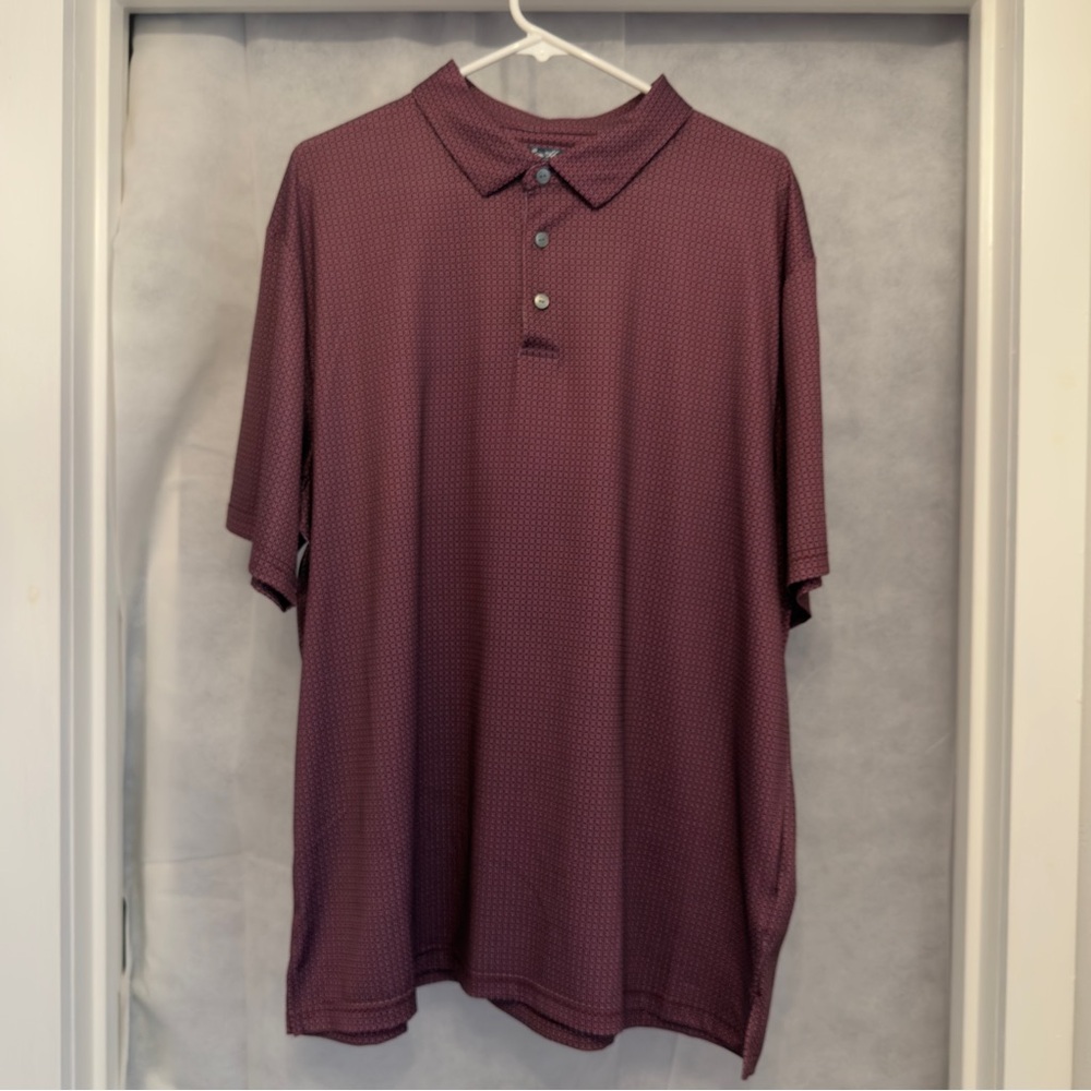 Ben Hogan Performance Polo Shirt XL Burgundy Micro Print Golf Stretch
